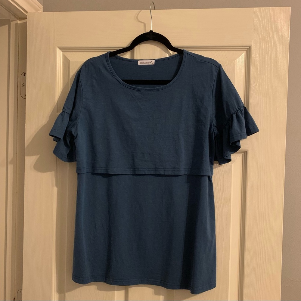 Smallshow Nursing Top with Ruffled Sleeves